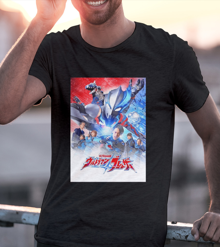 Ultraman Blazar Cast And Characters With Heroic Action Scene T-Shirt