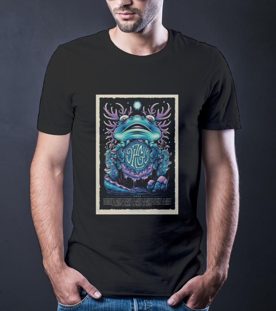 Dizgo 2026 Tour Frog And Mushrooms Psychedelic T-Shirt