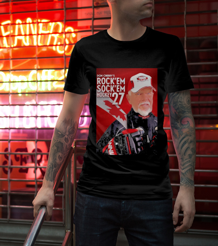 Don Cherry's Rock'em Sock'em Hockey 27 Maple Leaf Hat And Gloves Canada T-Shirt