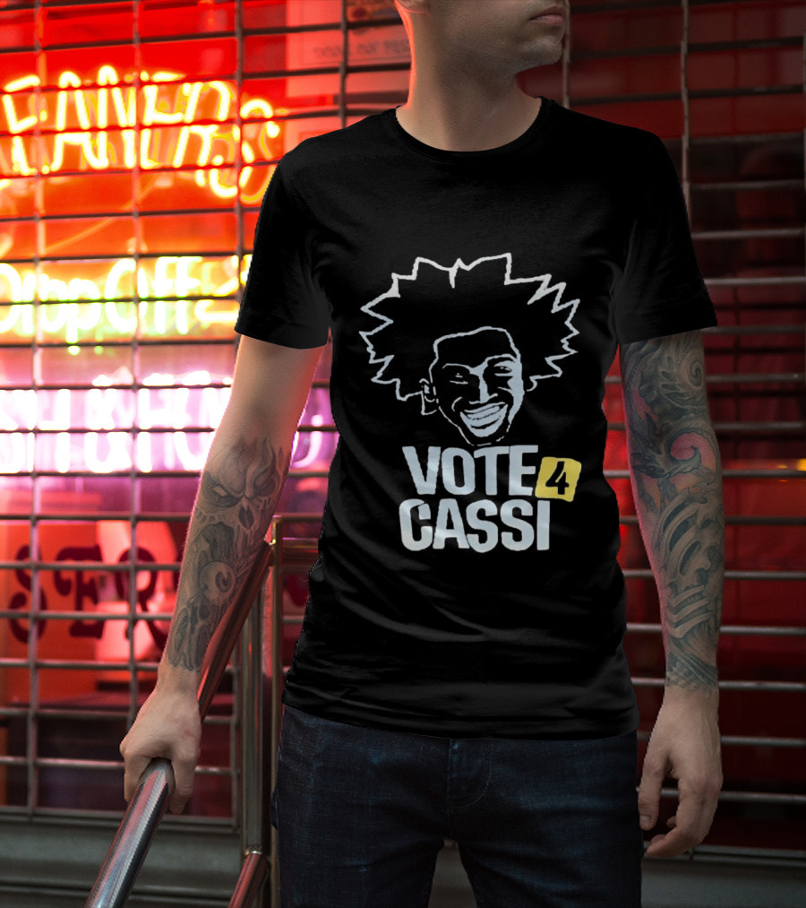Vote 4 Cassi Spiky Afro Smiling Line T-Shirt