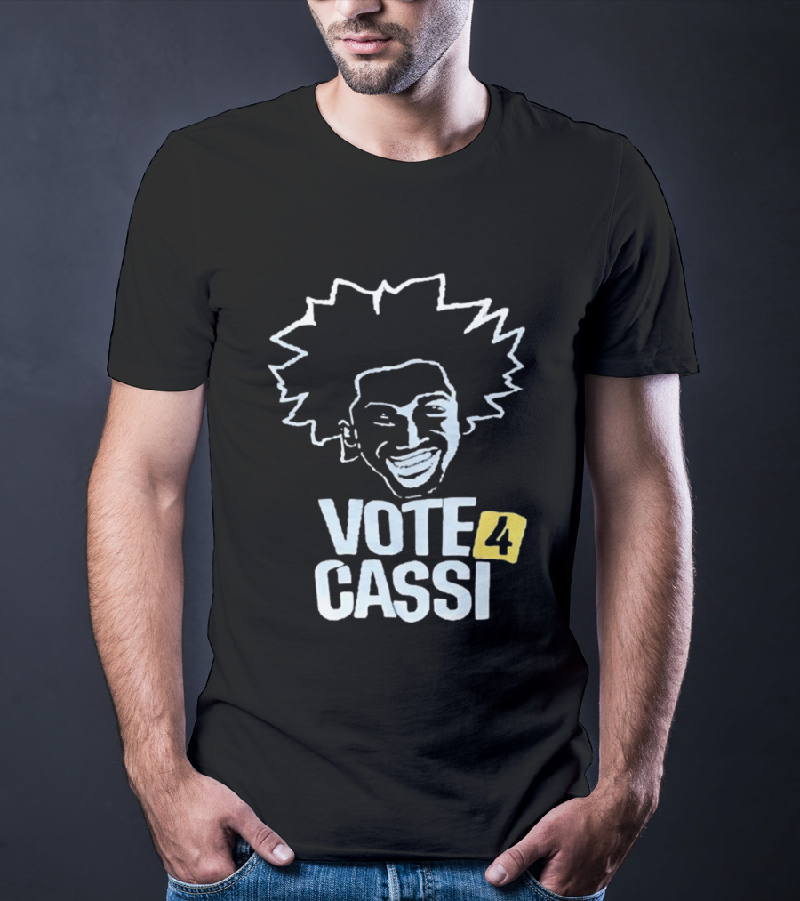 Vote 4 Cassi Spiky Afro Smiling Line T-Shirt