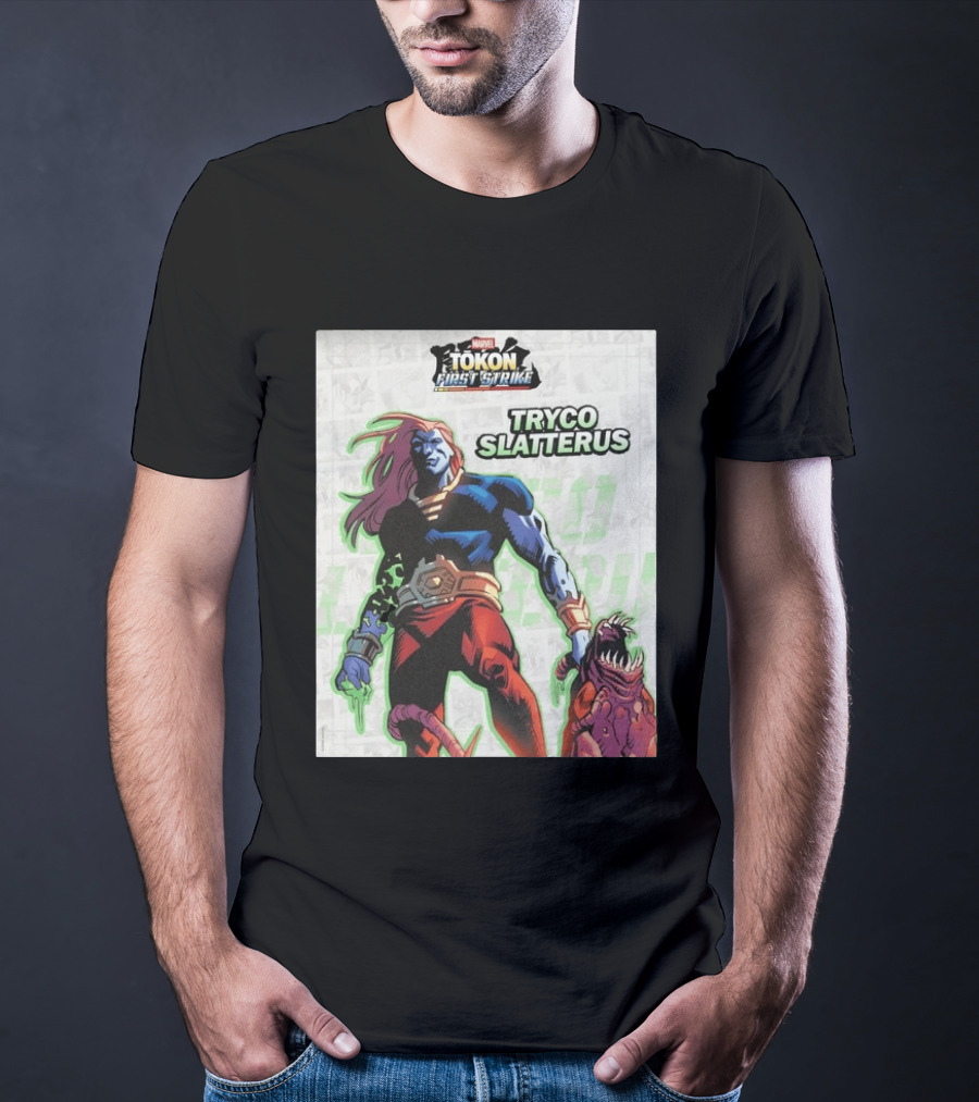 Marvel Tokon First Strike Tryco Slatterus Character With Creature T-Shirt