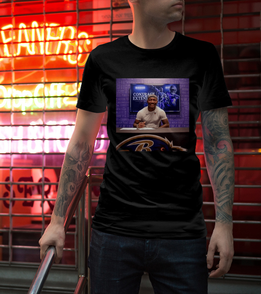 Zay Flowers Contract Extension Baltimore Ravens Football Player Signing NFL Deal T-Shirt