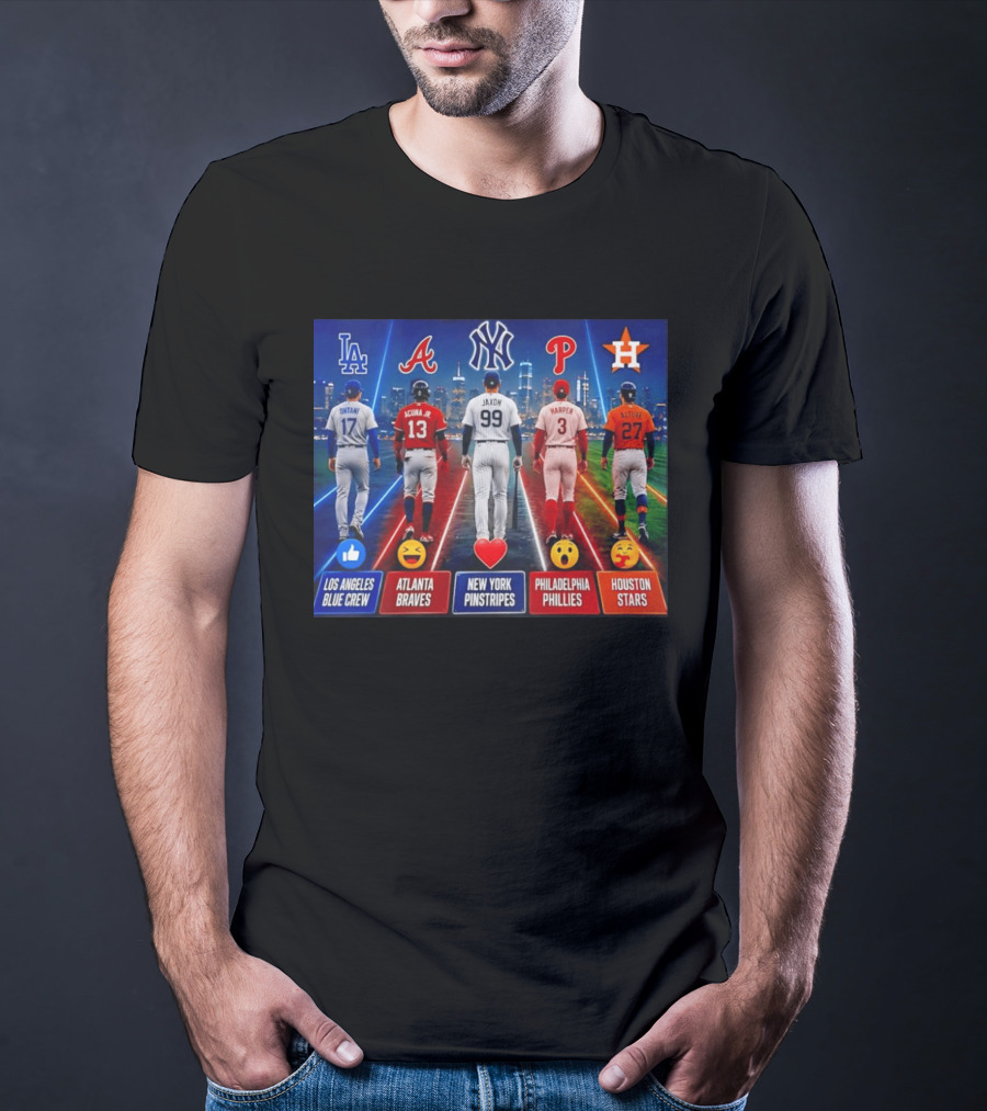 Los Angeles Blue Crew Atlanta Braves New York Pinstripes Philadelphia Phillies Houston Stars Ohtani Acuna Jr Jaxon Harper Altuve T-Shirt