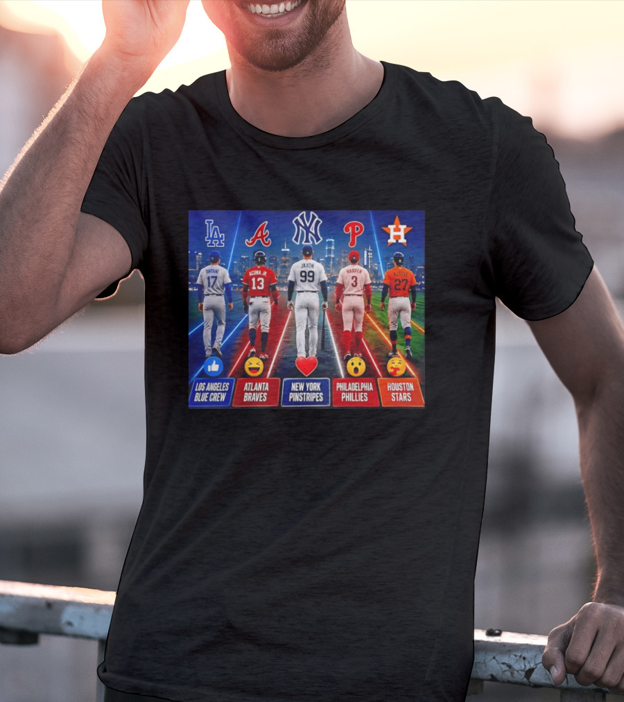 Los Angeles Blue Crew Atlanta Braves New York Pinstripes Philadelphia Phillies Houston Stars Ohtani Acuna Jr Jaxon Harper Altuve T-Shirt