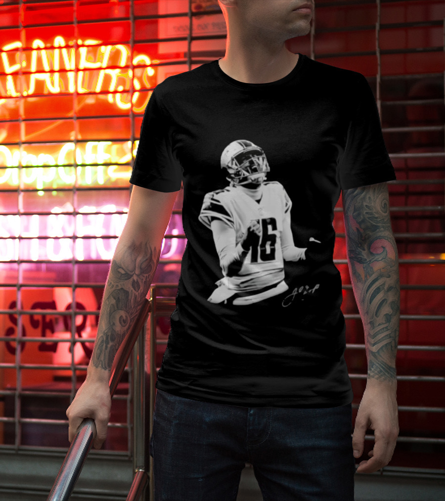 Original Detroit Lions Jared Goff 16 Quarterback MVP Player Autograph T-Shirt