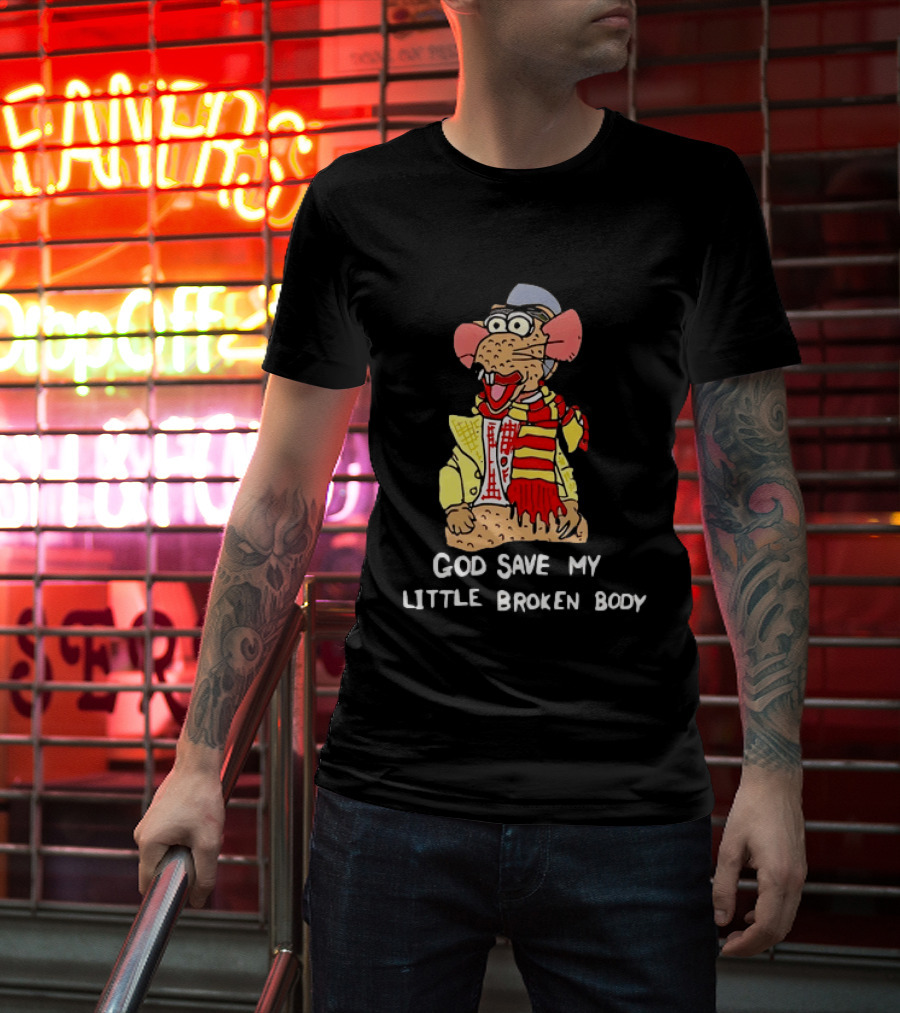 God Save My Little Broken Body Rat Character In Scarf And Yellow Jacket T-Shirt