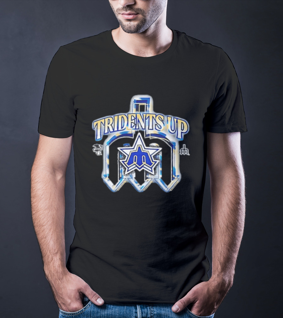 Seattle Mariners MLB Tridents Up 3D Metallic Compass Star T-Shirt