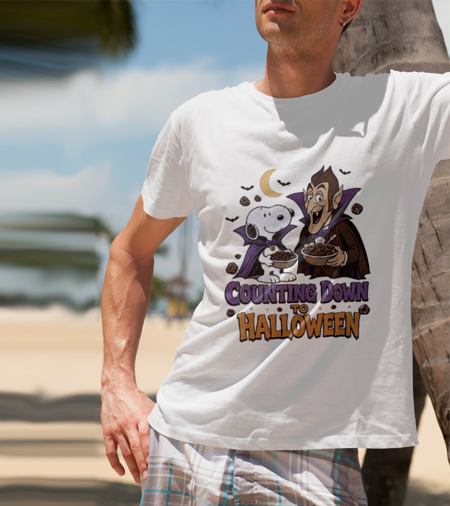 Peanuts Snoopy And Dracula Counting Down To Halloween T-Shirt