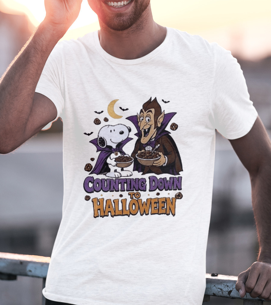 Peanuts Snoopy And Dracula Counting Down To Halloween T-Shirt