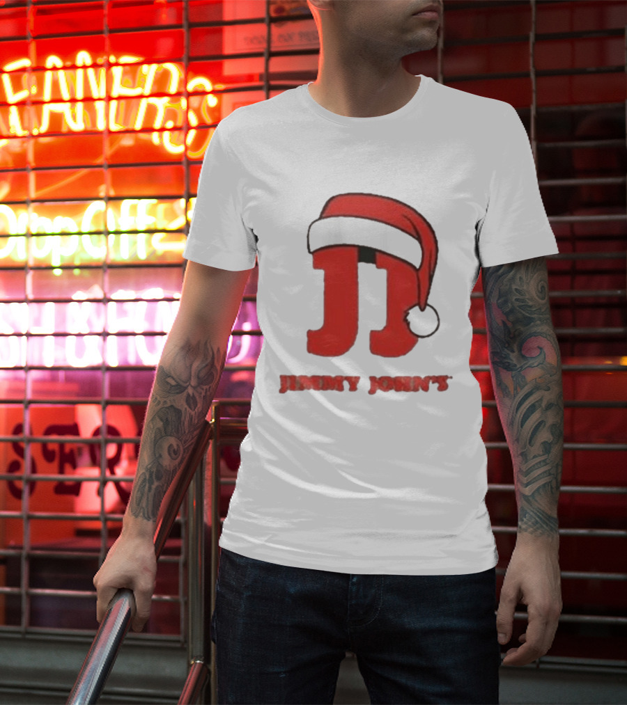 Jimmy John's Festive Santa Hat Christmas T-Shirt
