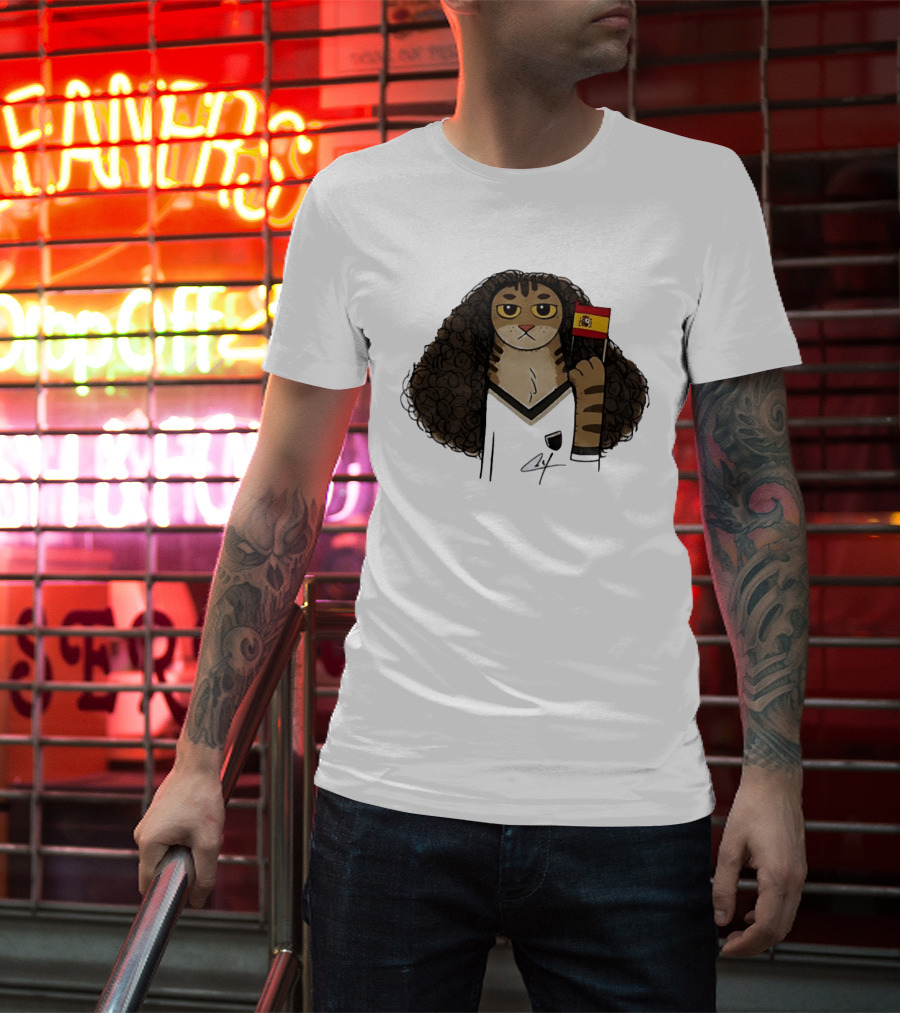 Marc Cucurella Cat Holding Spain Flag FC Barcelona T-Shirt