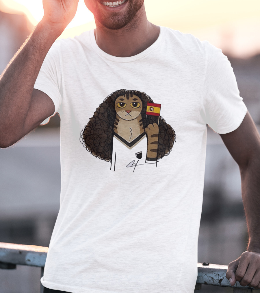 Marc Cucurella Cat Holding Spain Flag FC Barcelona T-Shirt