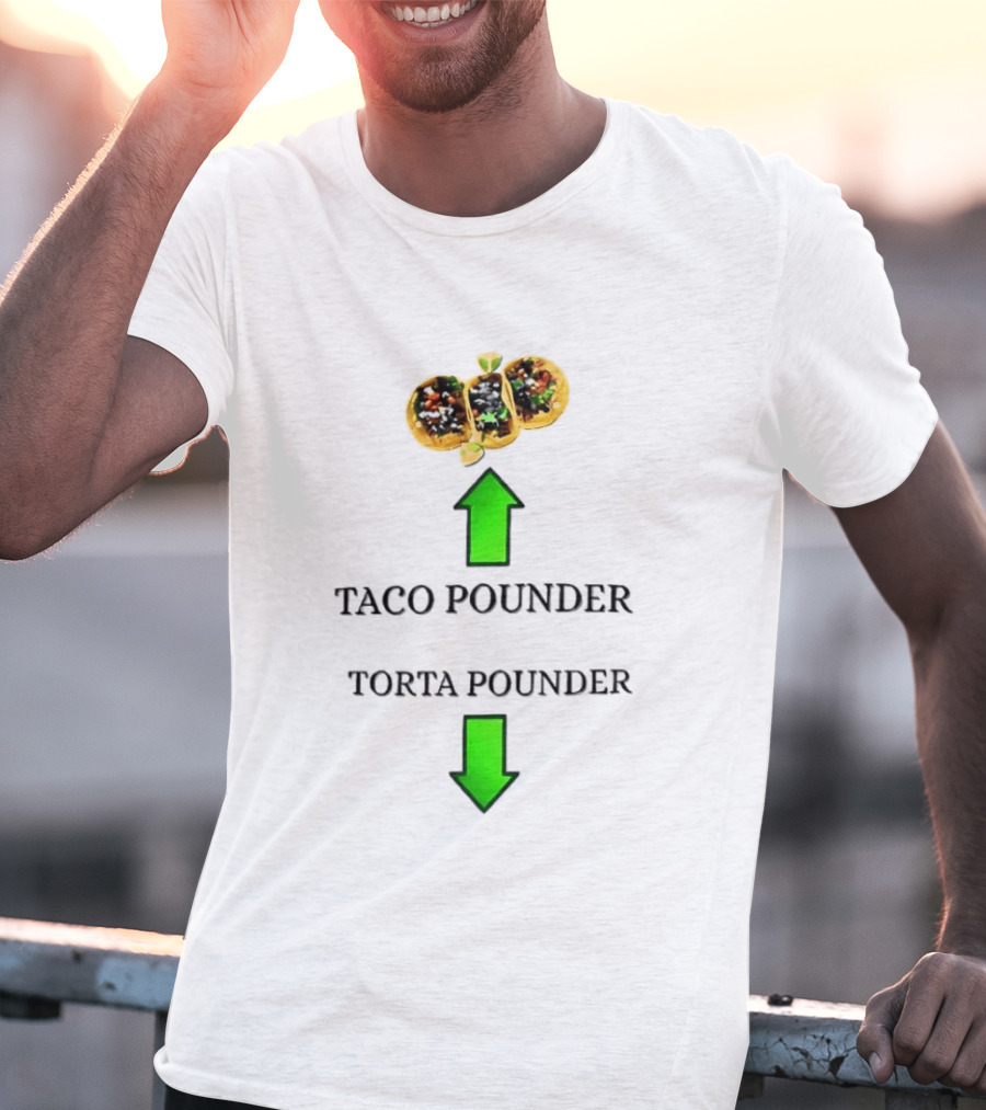 Taco Pounder Torta Pounder Trio Mexican Tacos Lime Green Arrows T-Shirt