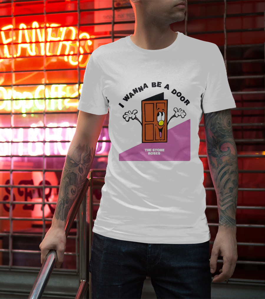 The Stone Roses I Wanna Be A Door Cartoon Yellow Nose Waving Hands T-Shirt