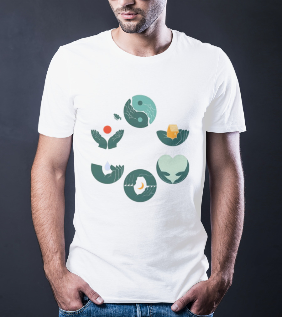 Tors Store Yin Yang Elements Hands Nature T-Shirt