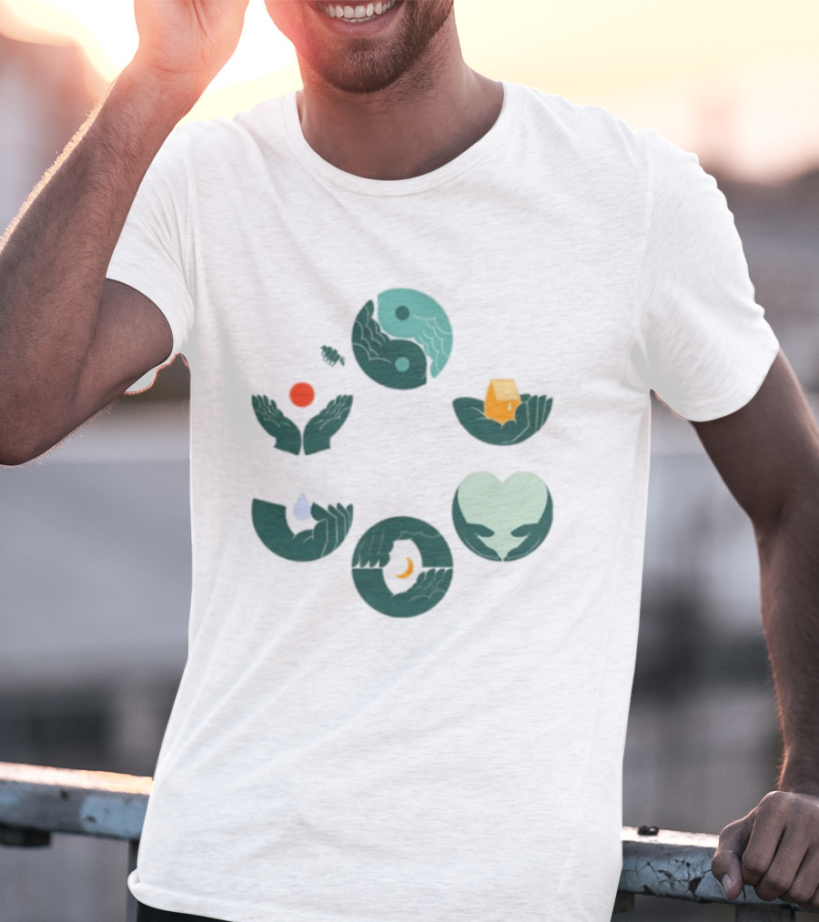 Tors Store Yin Yang Elements Hands Nature T-Shirt