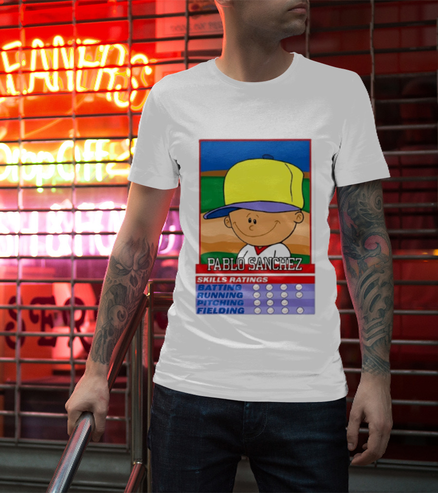 Trending Pablo Sanchez Skills Ratings Card Batting Running Pitching Fielding T-Shirt