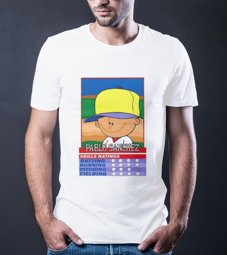 Trending Pablo Sanchez Skills Ratings Card Batting Running Pitching Fielding T-Shirt