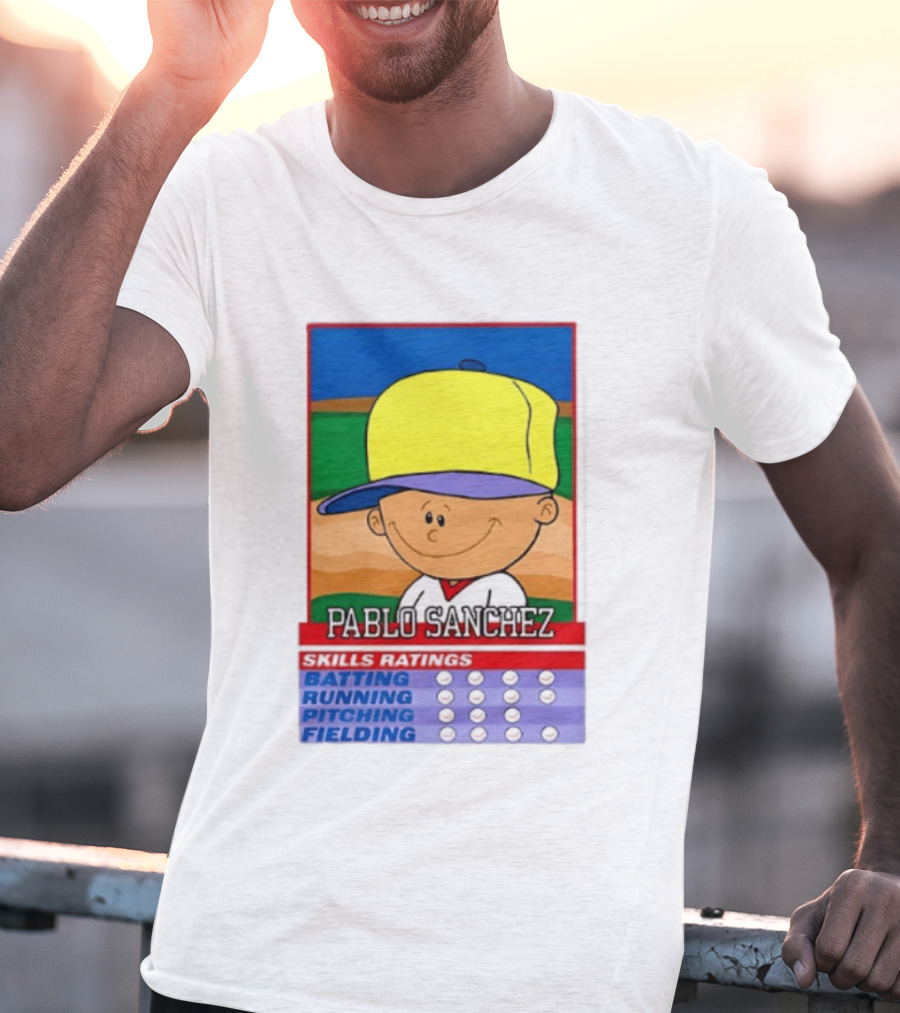 Trending Pablo Sanchez Skills Ratings Card Batting Running Pitching Fielding T-Shirt
