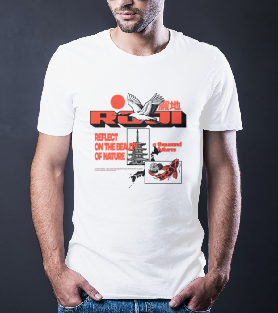 Unik Clothing Store Roji White Reflect On The Beauty Of Nature A Thousand Futures Koi Birds T-Shirt