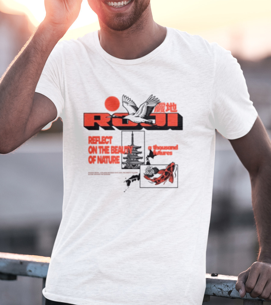 Unik Clothing Store Roji White Reflect On The Beauty Of Nature A Thousand Futures Koi Birds T-Shirt