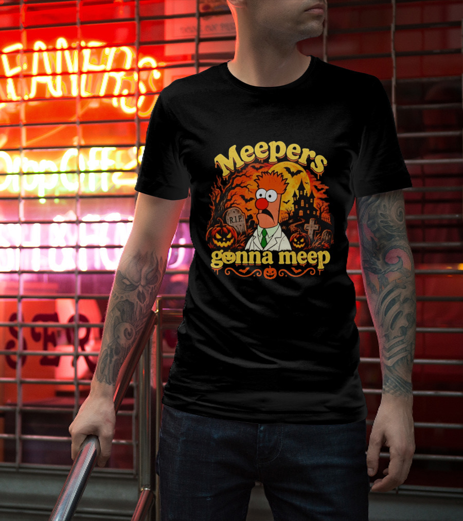 Meepers Gonna Meep Halloween The Muppets Beaker Spooky Scene T-Shirt
