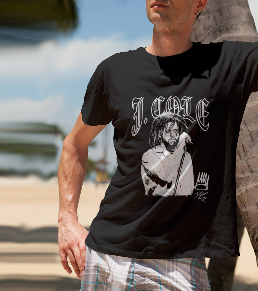 J Cole Dreamville Hip Hop Portrait Style Microphone T-Shirt