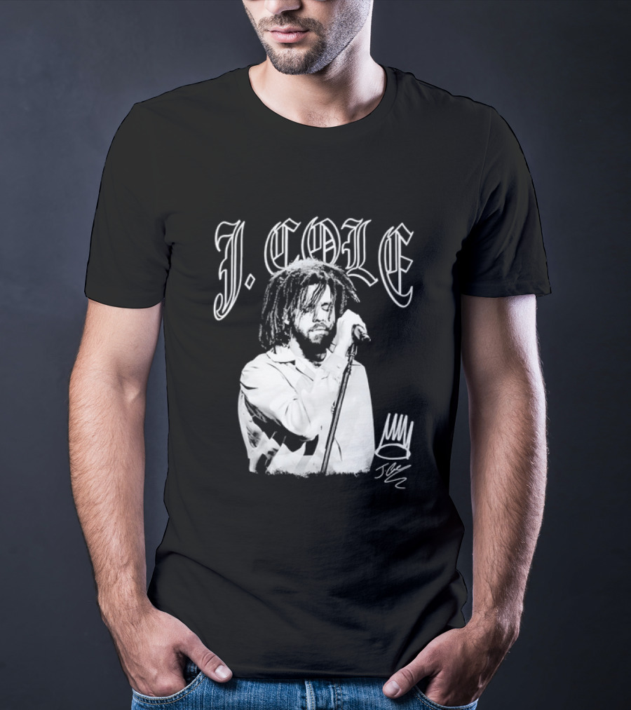 J Cole Dreamville Hip Hop Portrait Style Microphone T-Shirt