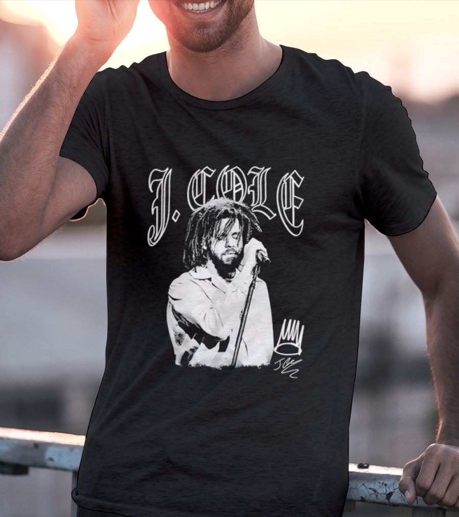 J Cole Dreamville Hip Hop Portrait Style Microphone T-Shirt