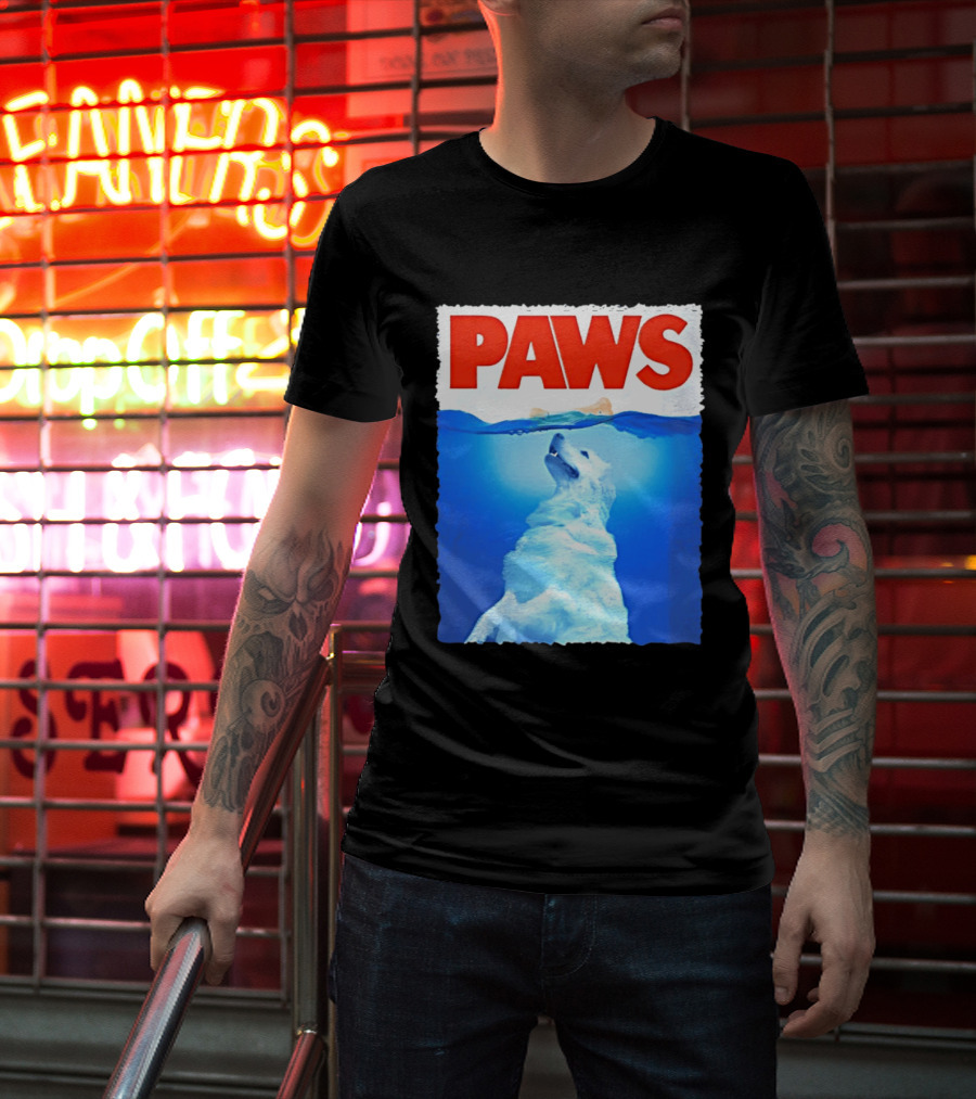 PAWS Classic Parody With Diving Dog Image T-Shirt