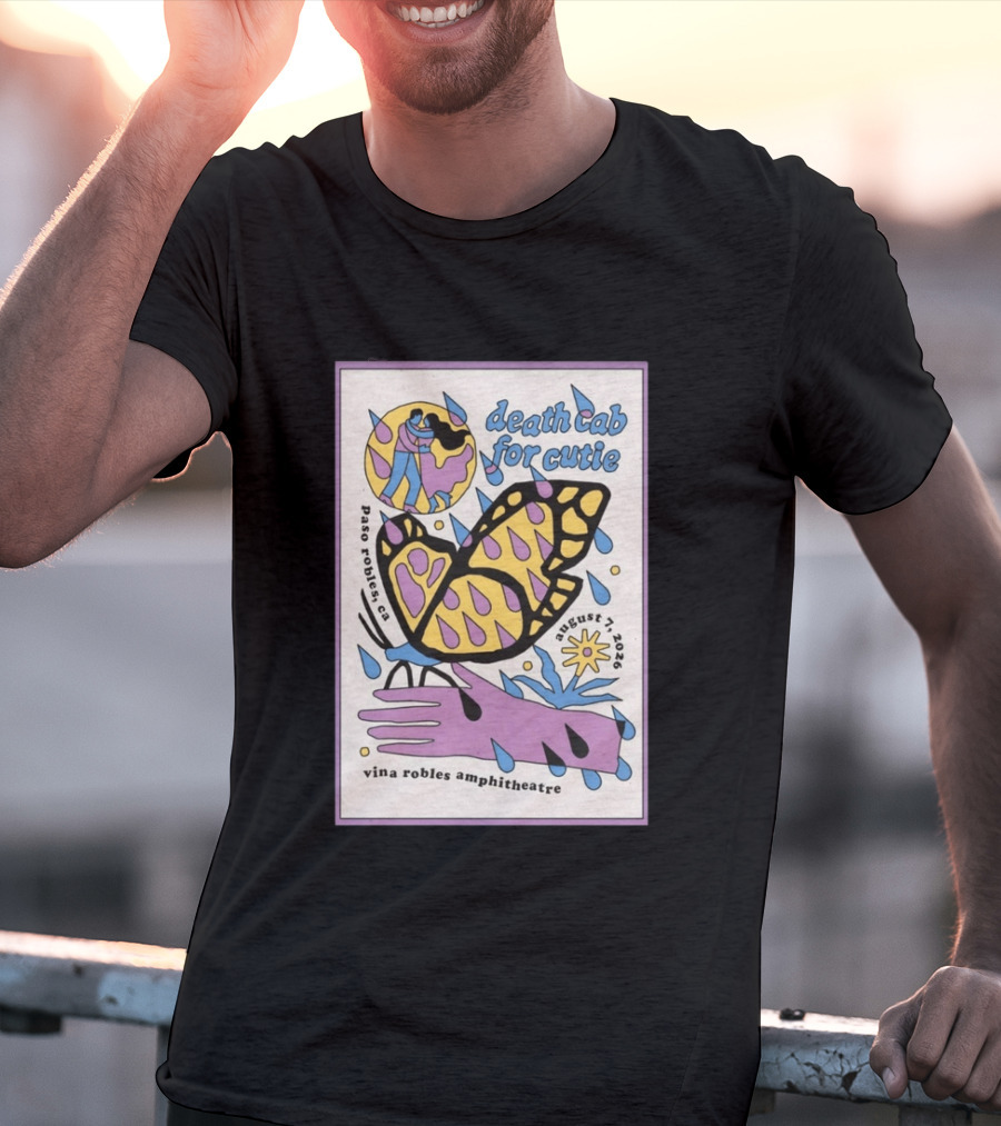 Death Cab For Cutie Paso Robles Vina Robles Amphitheatre August 7 2026 Butterfly T-Shirt