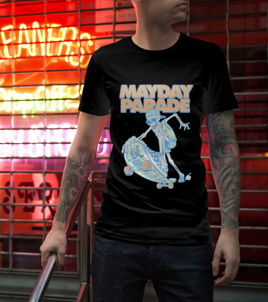 Mayday Parade Skeleton Skater With LBC 72626 Board T-Shirt