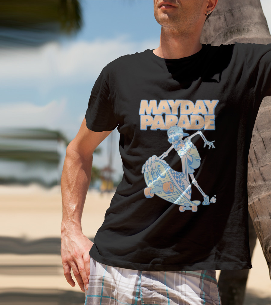 Mayday Parade Skeleton Skater With LBC 72626 Board T-Shirt