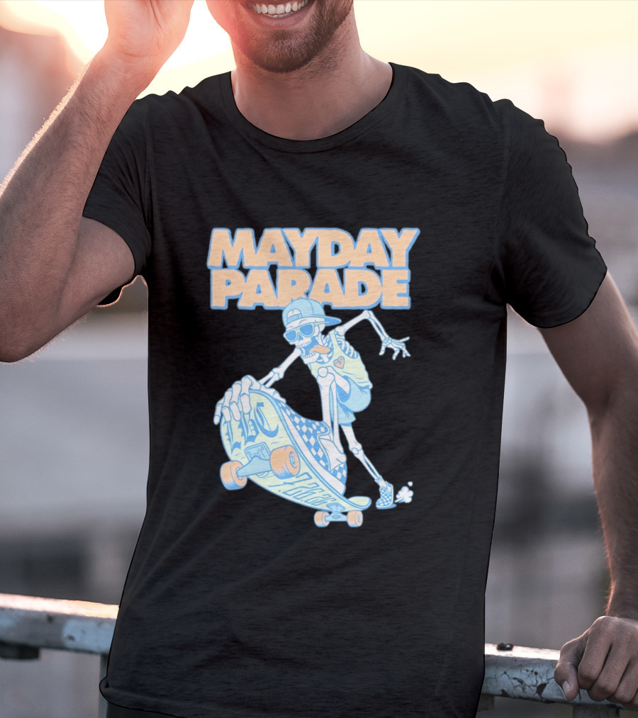 Mayday Parade Skeleton Skater With LBC 72626 Board T-Shirt
