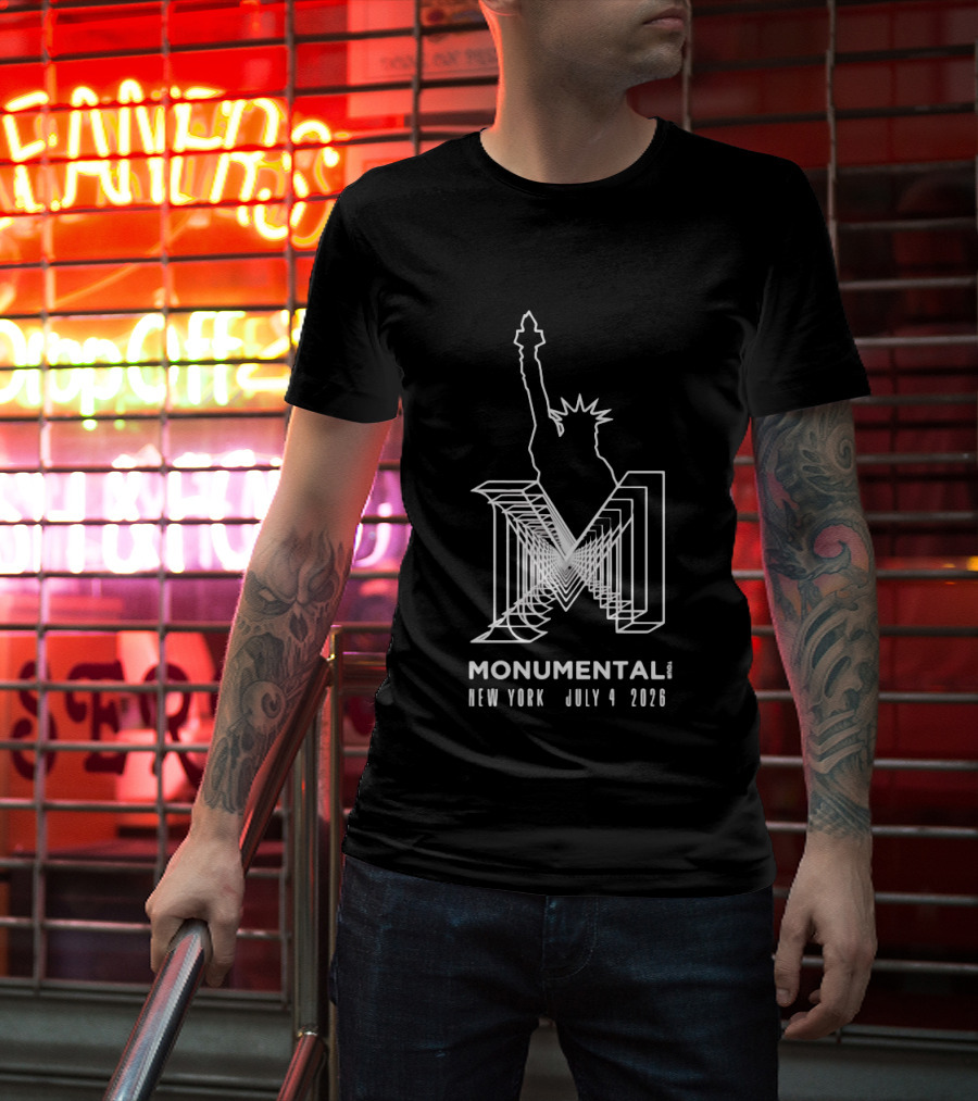 Monumental Tour New York July 4 2026 Live Music Event Statue Of Liberty T-Shirt