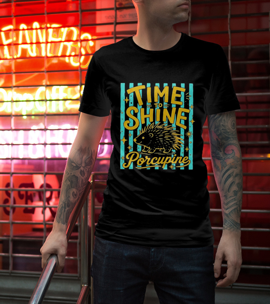 Time To Shine Porcupine Bright Animal Nature T-Shirt