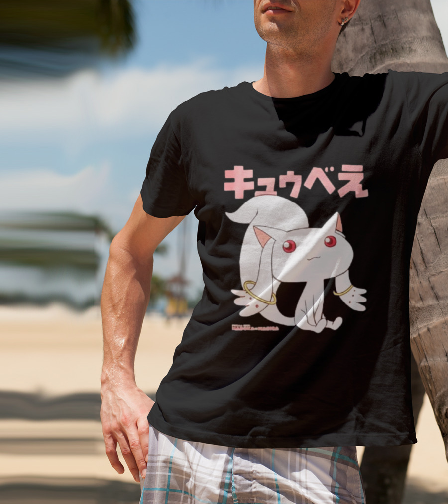 Puella Magi Madoka Magica Kyubey Anime Character Red Eyes T-Shirt