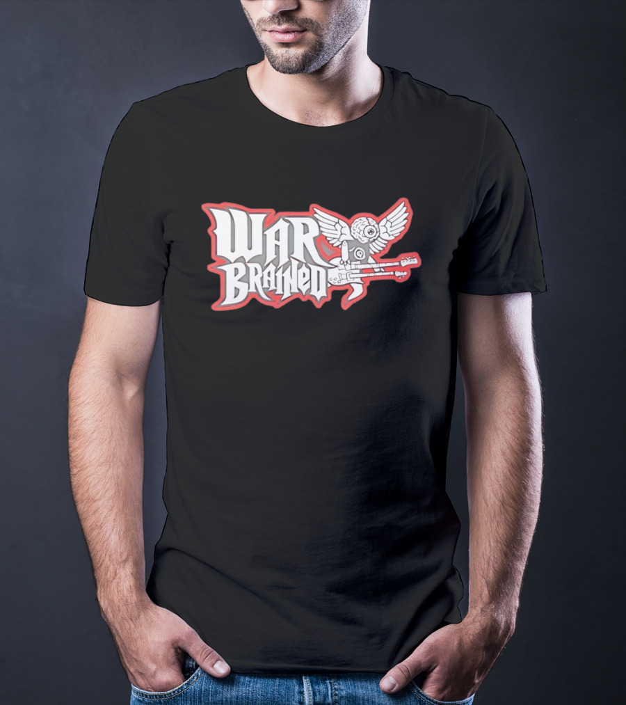 Quannic War Brained Alternative Rock Indie Music Winged Guitar Brain T-Shirt