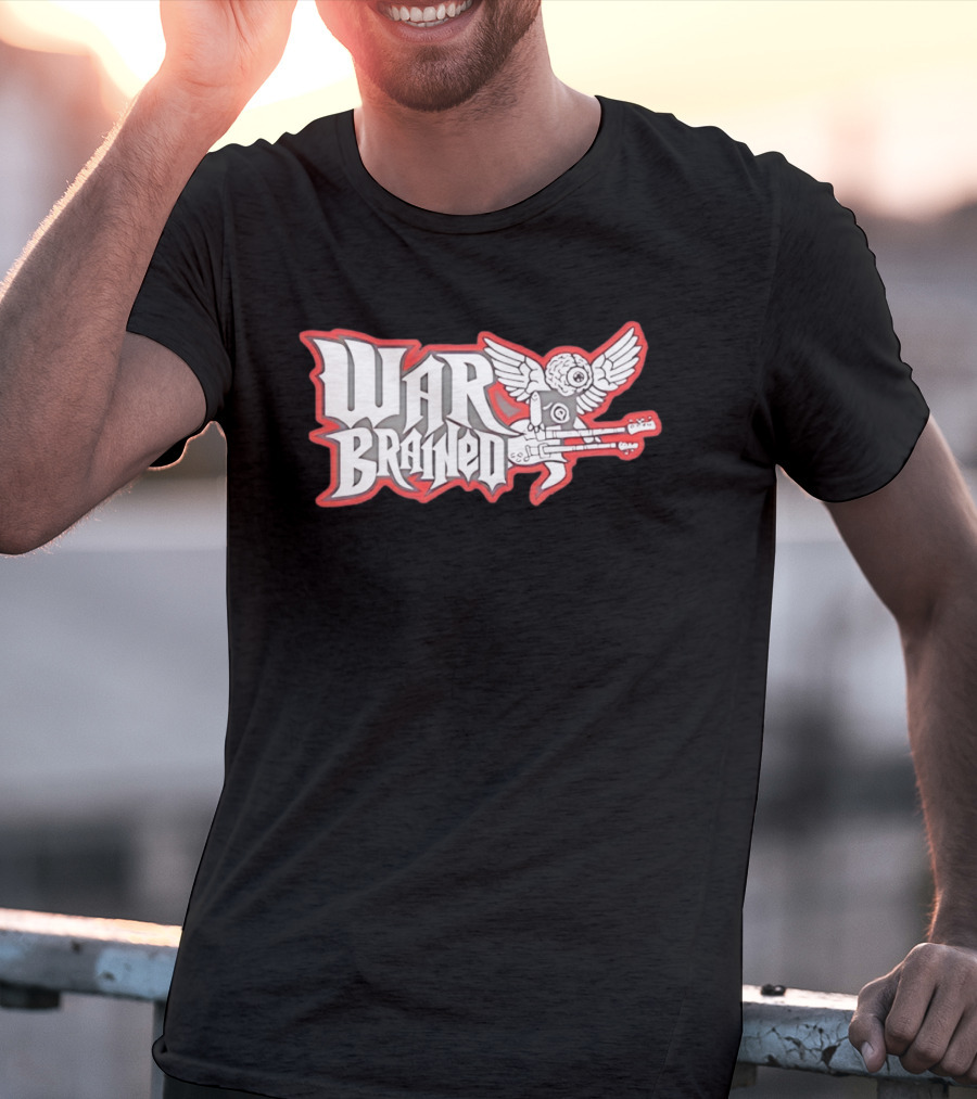 Quannic War Brained Alternative Rock Indie Music Winged Guitar Brain T-Shirt