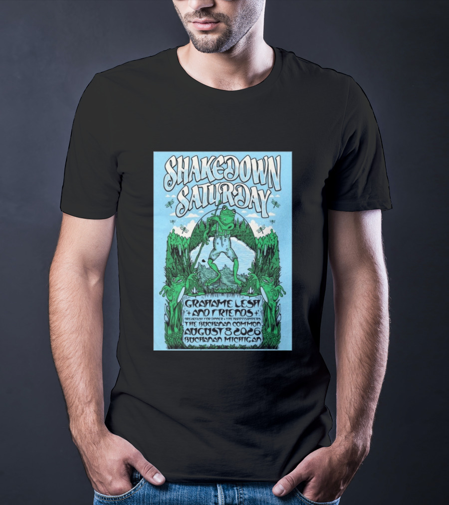Grahame Lesh Shakedown Saturday August 8 2026 Buchanan Michigan Frog Art Trees Grahame Lesh And Friends Breakfast For Dinner Live Music Event T-Shirt