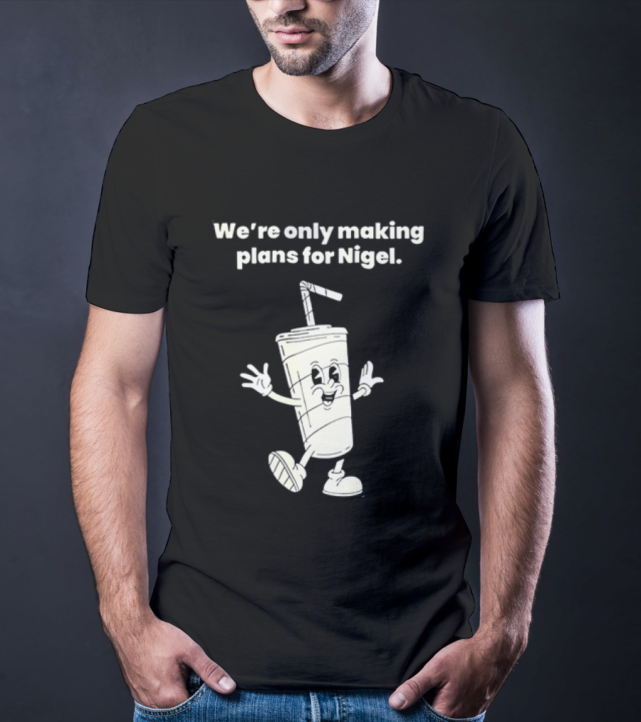 We're Only Making Plans For Nigel XTC 80s Music Cartoon Cup T-Shirt
