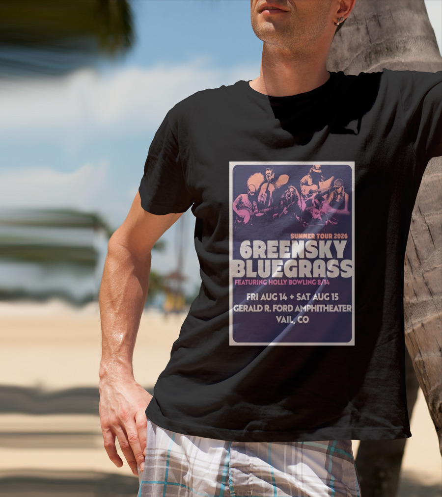 Greensky Bluegrass Summer Tour 2026 Vail CO Featuring Holly Bowling Aug 14 15 Gerald R Ford Amphitheater T-Shirt