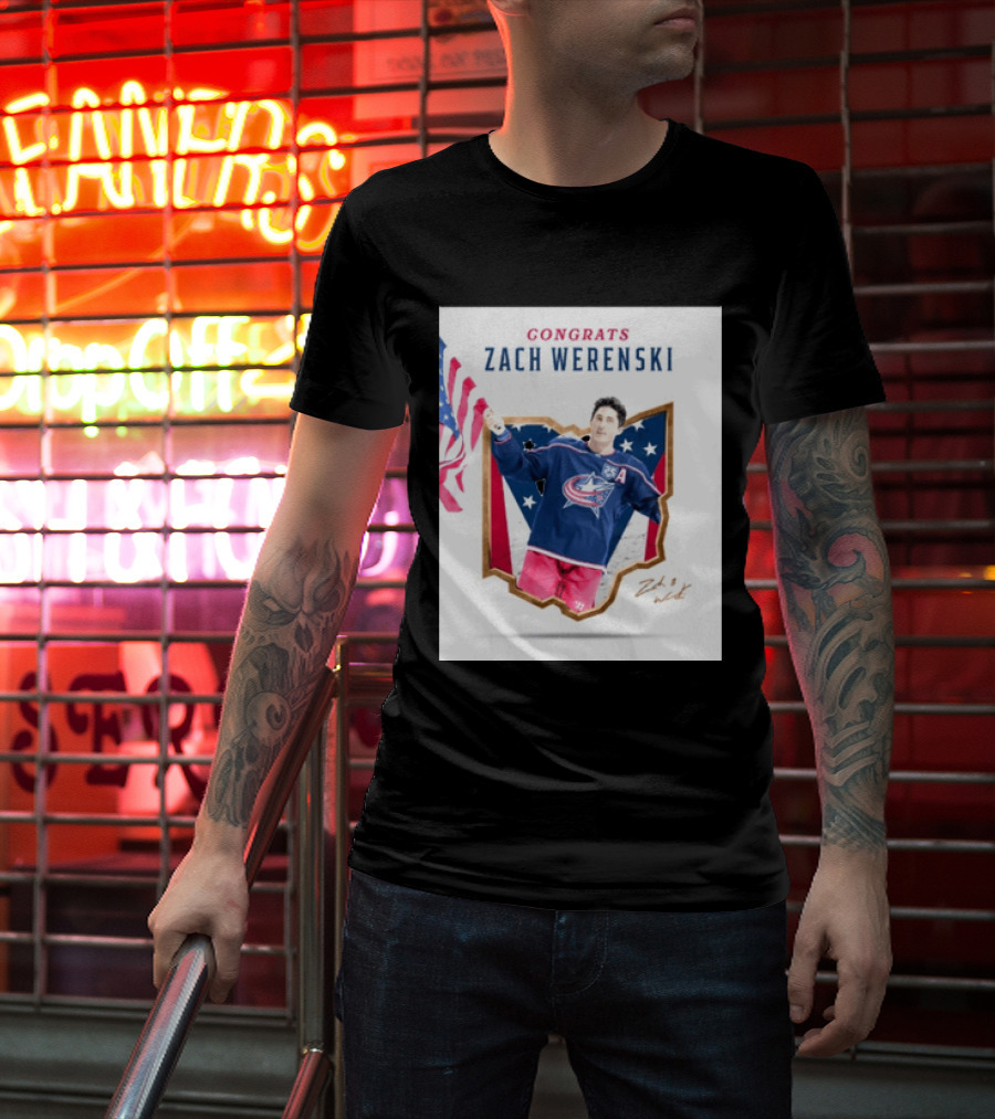 Congrats Zach Werenski USA Columbus Blue Jackets Hockey Celebration T-Shirt