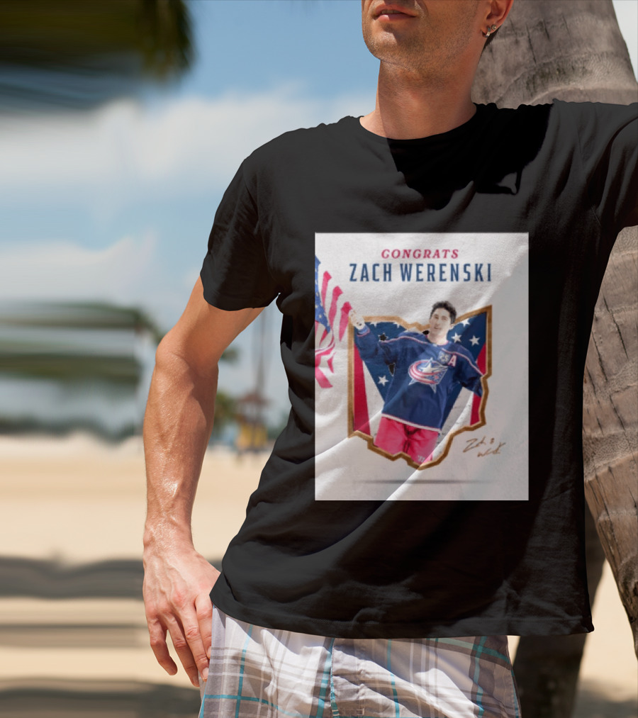 Congrats Zach Werenski USA Columbus Blue Jackets Hockey Celebration T-Shirt