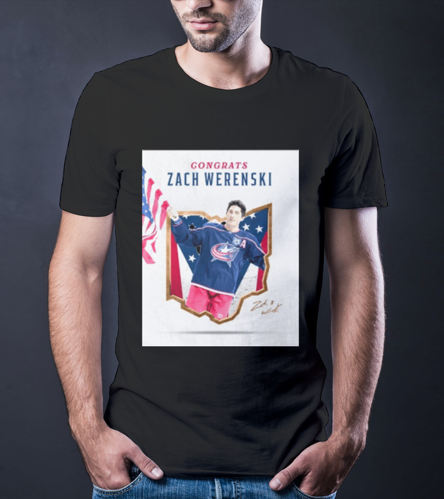 Congrats Zach Werenski USA Columbus Blue Jackets Hockey Celebration T-Shirt