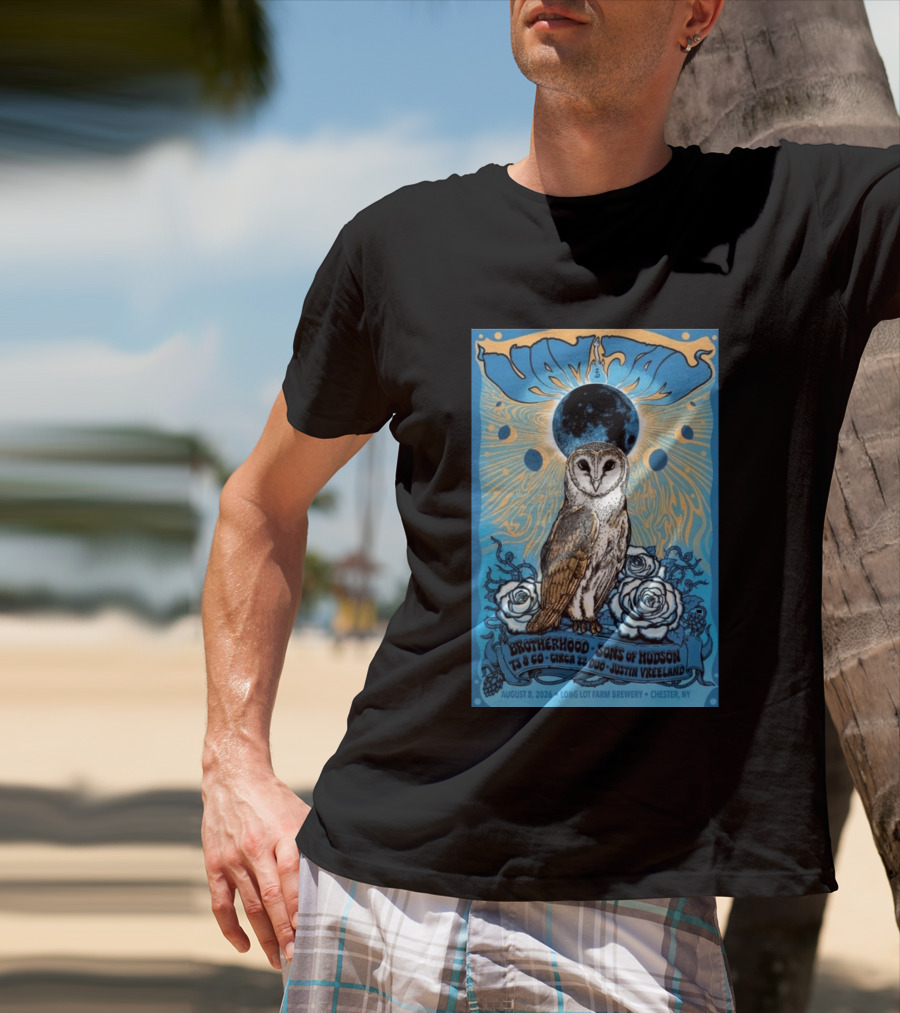 HamJam Festival August 8 2026 Owl And Roses Brotherhood Sons Of Hudson Long Lot Farm Brewery Chester NY T-Shirt