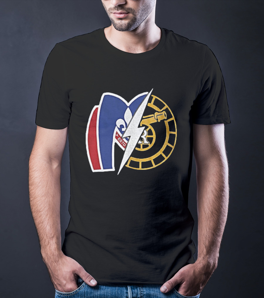 Boston Raiders Montreal Metros Hockey Rivalry Shane Ilya ESTD Fleur De Lis Puck T-Shirt