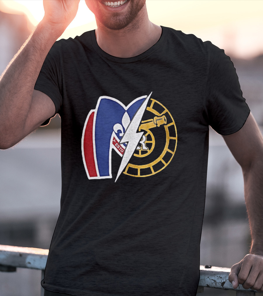 Boston Raiders Montreal Metros Hockey Rivalry Shane Ilya ESTD Fleur De Lis Puck T-Shirt