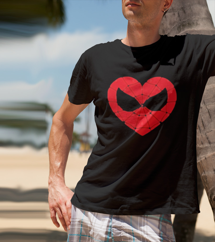 Spider Man Heart Web Mask Marvel Superhero T-Shirt